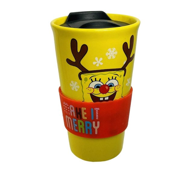 Spongebob Squarepants Travel Cup Silicone Sleeve Stephen Hillenburg 16oz Holiday - Picture 9 of 16
